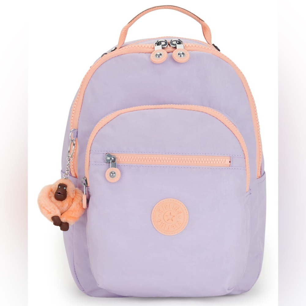 Kipling Lavender Backpack with Plush Keychain